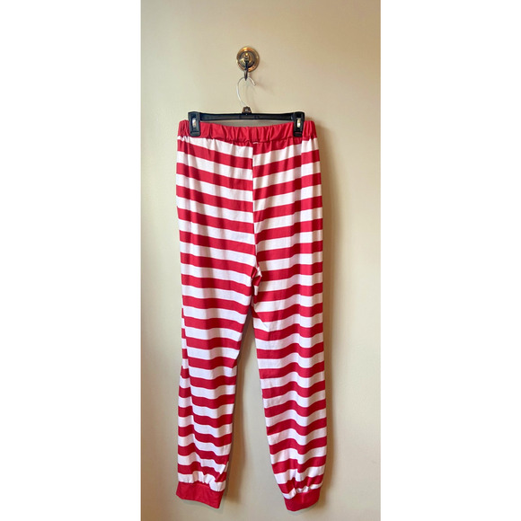 Mens Red and White Stripe Christmas Pajama Set, Reindeer on front, Size XL - Picture 5 of 11
